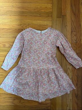 Little Girls' Pink Floral Long-Sleeve Casual Dress